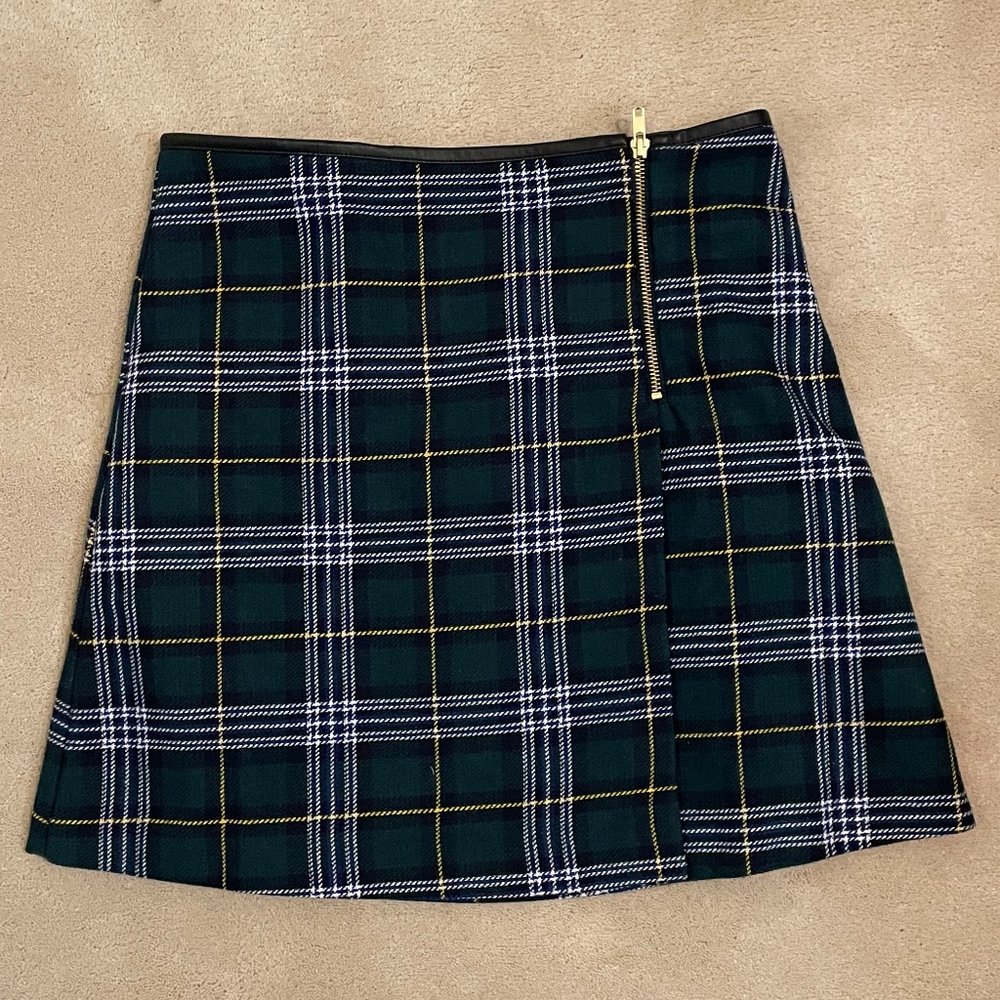 Green plaid mini skirt